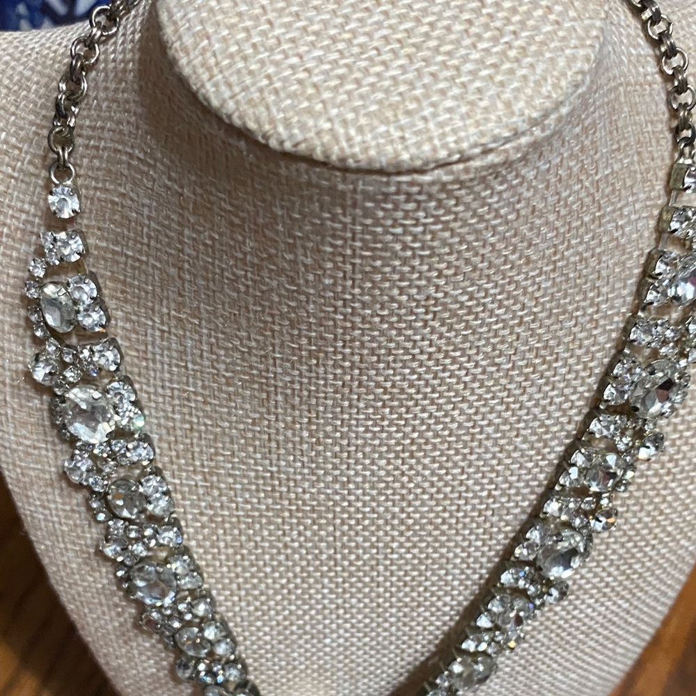 Crystal Statement Necklace - Silver Rhinestone Co… - image 6